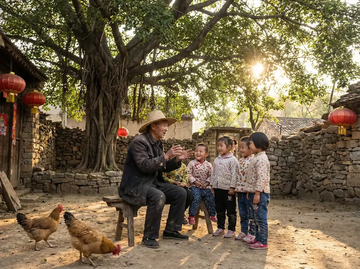 老人在大榕树下给孩子们讲故事 - 播播114免费在线电影 乡村记忆